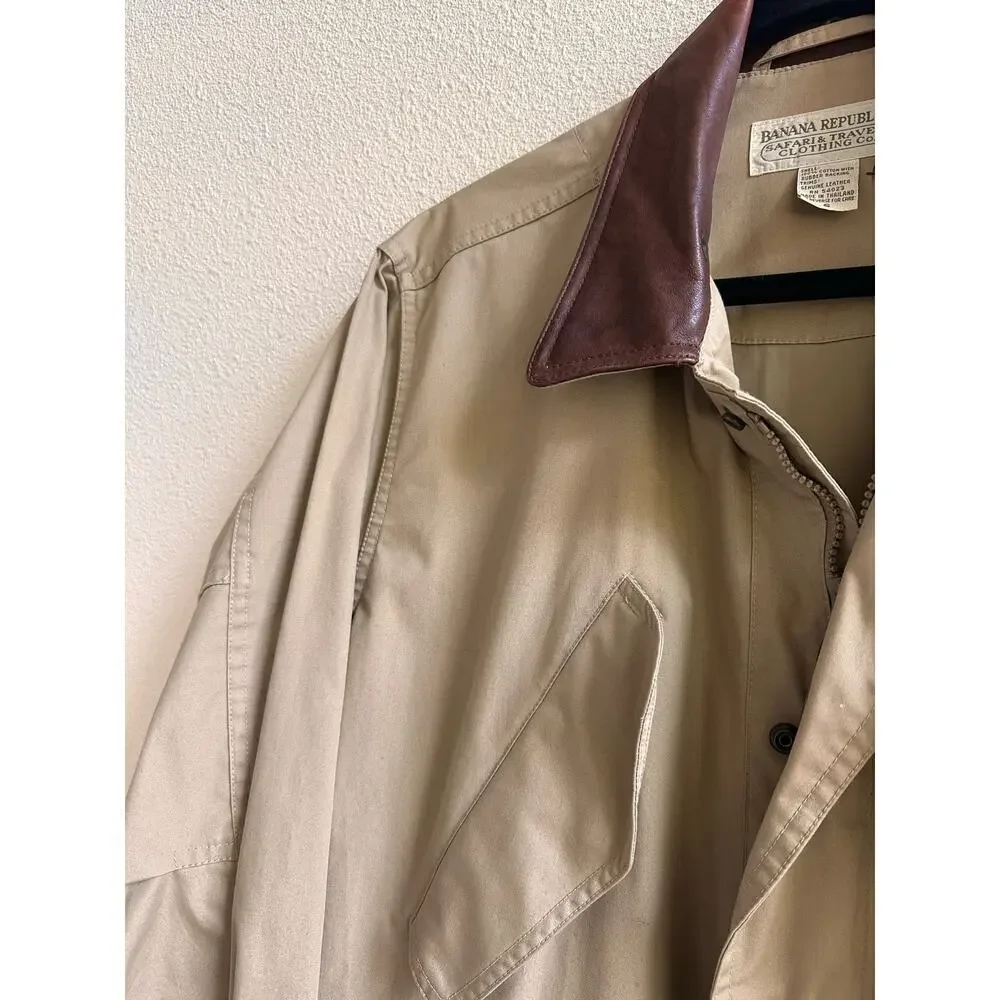 Vintage Banana Republic Safari Trading Co. Leather Collar Jacket - Picture 4 of 6